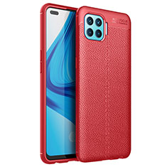 Soft Silicone Gel Leather Snap On Case Cover for Oppo F17 Pro Red
