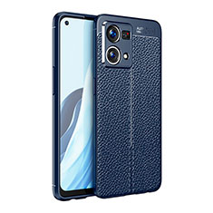 Soft Silicone Gel Leather Snap On Case Cover for Oppo F21 Pro 4G Blue