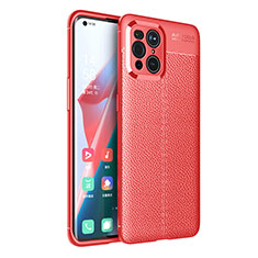 Soft Silicone Gel Leather Snap On Case Cover for Oppo Find X3 5G Red