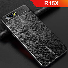 Soft Silicone Gel Leather Snap On Case Cover for Oppo R15X Black