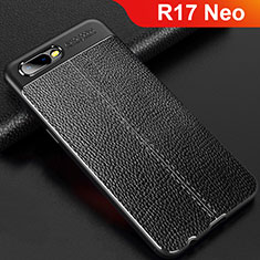 Soft Silicone Gel Leather Snap On Case Cover for Oppo R17 Neo Black