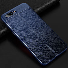 Soft Silicone Gel Leather Snap On Case Cover for Oppo R17 Neo Blue