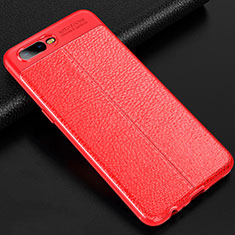 Soft Silicone Gel Leather Snap On Case Cover for Oppo R17 Neo Red
