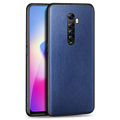 Soft Silicone Gel Leather Snap On Case Cover for Oppo Reno2 Blue