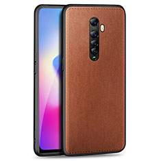 Soft Silicone Gel Leather Snap On Case Cover for Oppo Reno2 Brown