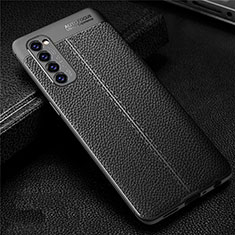 Soft Silicone Gel Leather Snap On Case Cover for Oppo Reno4 Pro 4G Black