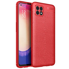 Soft Silicone Gel Leather Snap On Case Cover for Oppo Reno4 SE 5G Red