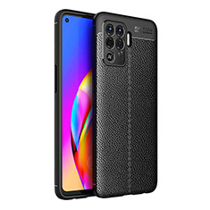 Soft Silicone Gel Leather Snap On Case Cover for Oppo Reno5 F Black