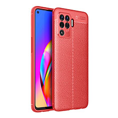 Soft Silicone Gel Leather Snap On Case Cover for Oppo Reno5 F Red