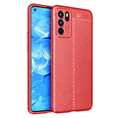 Soft Silicone Gel Leather Snap On Case Cover for Oppo Reno6 5G Red