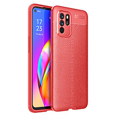 Soft Silicone Gel Leather Snap On Case Cover for Oppo Reno6 Z 5G Red