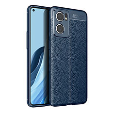 Soft Silicone Gel Leather Snap On Case Cover for Oppo Reno7 5G Blue