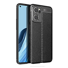 Soft Silicone Gel Leather Snap On Case Cover for Oppo Reno7 SE 5G Black