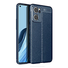 Soft Silicone Gel Leather Snap On Case Cover for Oppo Reno7 SE 5G Blue