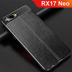 Soft Silicone Gel Leather Snap On Case Cover for Oppo RX17 Neo Black