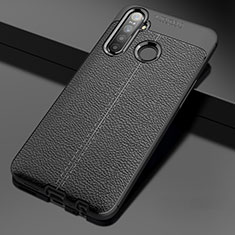 Soft Silicone Gel Leather Snap On Case Cover for Realme 5 Black