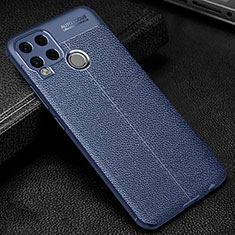 Soft Silicone Gel Leather Snap On Case Cover for Realme C15 Blue