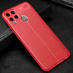 Soft Silicone Gel Leather Snap On Case Cover for Realme C15 Red