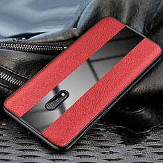 Soft Silicone Gel Leather Snap On Case Cover for Realme X Red