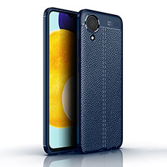 Soft Silicone Gel Leather Snap On Case Cover for Samsung Galaxy A03 Core Blue