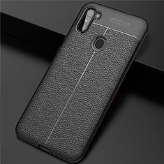 Soft Silicone Gel Leather Snap On Case Cover for Samsung Galaxy A11 Black