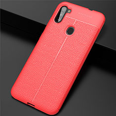 Soft Silicone Gel Leather Snap On Case Cover for Samsung Galaxy A11 Red