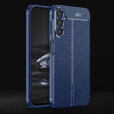 Soft Silicone Gel Leather Snap On Case Cover for Samsung Galaxy A14 5G Blue