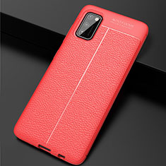 Soft Silicone Gel Leather Snap On Case Cover for Samsung Galaxy A41 Red