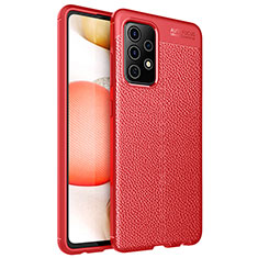 Soft Silicone Gel Leather Snap On Case Cover for Samsung Galaxy A52 4G Red