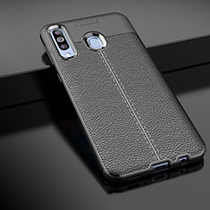 Soft Silicone Gel Leather Snap On Case Cover for Samsung Galaxy A60 Black