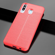 Soft Silicone Gel Leather Snap On Case Cover for Samsung Galaxy A60 Red