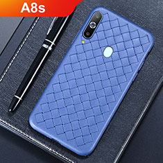Soft Silicone Gel Leather Snap On Case Cover for Samsung Galaxy A8s SM-G8870 Blue