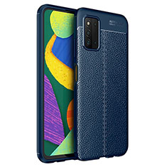 Soft Silicone Gel Leather Snap On Case Cover for Samsung Galaxy F52 5G Blue