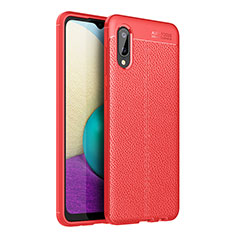 Soft Silicone Gel Leather Snap On Case Cover for Samsung Galaxy M02 Red