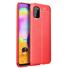 Soft Silicone Gel Leather Snap On Case Cover for Samsung Galaxy M02s Red