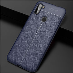 Soft Silicone Gel Leather Snap On Case Cover for Samsung Galaxy M11 Blue