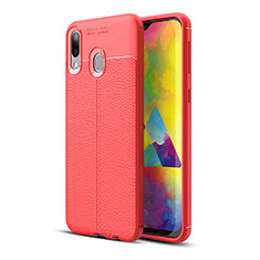 Soft Silicone Gel Leather Snap On Case Cover for Samsung Galaxy M20 Red