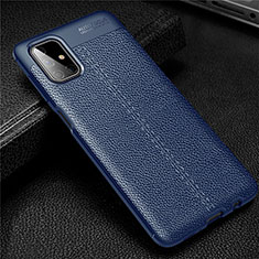 Soft Silicone Gel Leather Snap On Case Cover for Samsung Galaxy M51 Blue