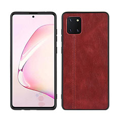 Soft Silicone Gel Leather Snap On Case Cover for Samsung Galaxy Note 10 Lite Red Wine