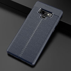 Soft Silicone Gel Leather Snap On Case Cover for Samsung Galaxy Note 9 Blue