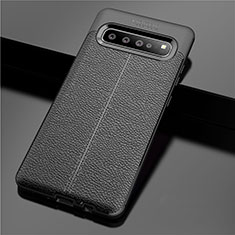 Soft Silicone Gel Leather Snap On Case Cover for Samsung Galaxy S10 5G SM-G977B Black
