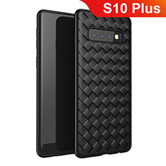 Soft Silicone Gel Leather Snap On Case Cover for Samsung Galaxy S10 Plus Black