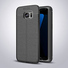 Soft Silicone Gel Leather Snap On Case Cover for Samsung Galaxy S7 Edge G935F Black