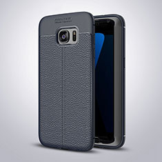 Soft Silicone Gel Leather Snap On Case Cover for Samsung Galaxy S7 Edge G935F Blue