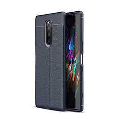 Soft Silicone Gel Leather Snap On Case Cover for Sony Xperia 1 Blue