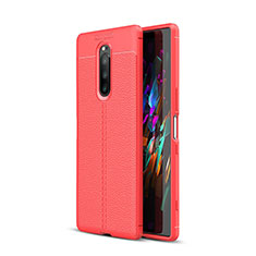 Soft Silicone Gel Leather Snap On Case Cover for Sony Xperia 1 Red