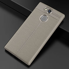 Soft Silicone Gel Leather Snap On Case Cover for Sony Xperia XA2 Plus Gray