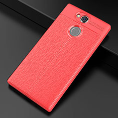 Soft Silicone Gel Leather Snap On Case Cover for Sony Xperia XA2 Plus Red