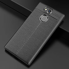 Soft Silicone Gel Leather Snap On Case Cover for Sony Xperia XA2 Ultra Black
