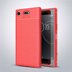 Soft Silicone Gel Leather Snap On Case Cover for Sony Xperia XZ1 Compact Red